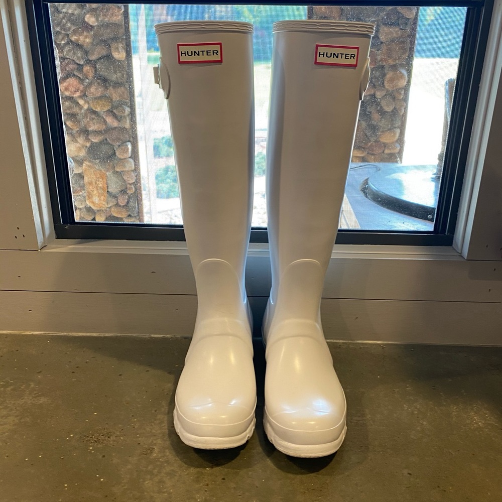 White Tall Hunter Boots
